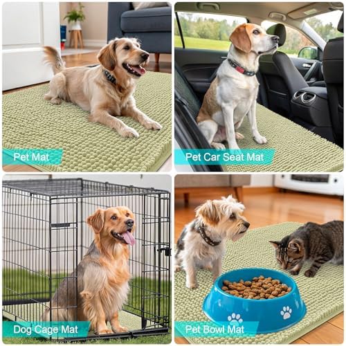 OLANLY Dog Door Mat for Muddy Paws 59x32, Super Absorbent Chenille Mud Mat