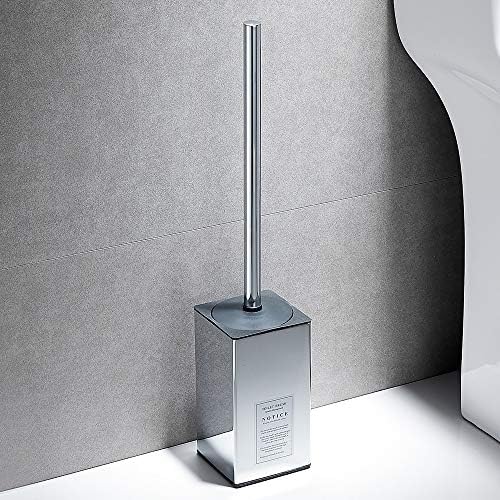 Freestanding Toilet Brush Holder for bathrooms 304 Stainless Steel Toilet Brush Stand Square Storage and Organization Rust Resistant 17-inch high Polished Chrome Finished