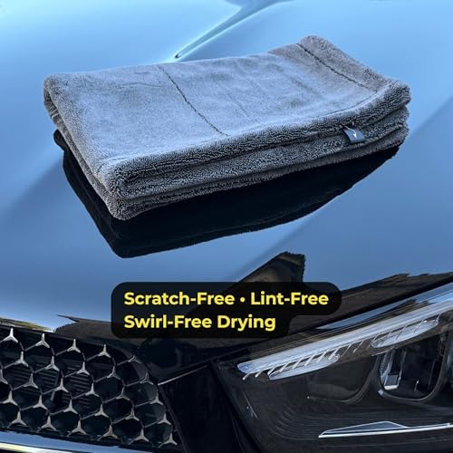 Sleek Max Dry 2K - 2000GSM Microfiber Car Drying Towel, 20x31in, Black