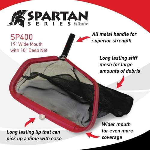 SKIMLITE MANUFACTURING Spartan 19.5" Pool Leaf Rake, Heavy Duty, Wide Mouth