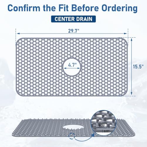 Bestjing Silicone Sink Protectors for Kitchen Sink-30"x 16" Center Drain