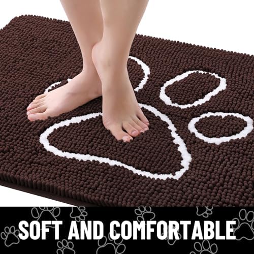 Smiry Dog Door Mat for Muddy Paws, Absorbent Non Slip Dirt Trapper, 48x30