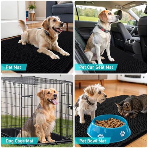 OLANLY Dog Door Mat for Muddy Paws 32x20, Super Absorbent Chenille Mud Mat