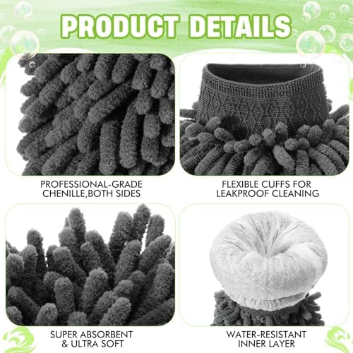 24 Pack Car Wash Mitts Bulk Microfiber Wash Mitts, Grey