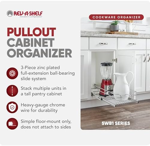 Rev-A-Shelf Pullout Organizer for Cabinets, Min Opening Width of 11.5"