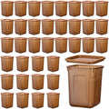 36 Pack Small Square Trash Cans Bulk, 2.6 Gallon Translucent Brown Wastebaskets with Bag Securing Ring, Thickened Corner Garbage Bin for Hotel Room, Office, Cabin and Bathroom