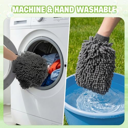24 Pack Car Wash Mitts Bulk Microfiber Wash Mitts, Grey