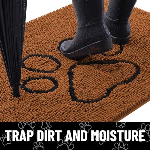 Smiry Dog Door Mat for Muddy Paws, Absorbent Non Slip Dirt Trapper, 30x20
