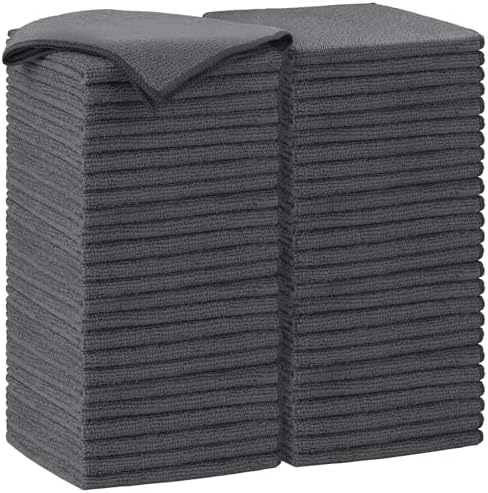 AIDEA Grey Microfiber Cleaning Cloth-50PK, Cleaning Rags 12"x 12" Absorbent