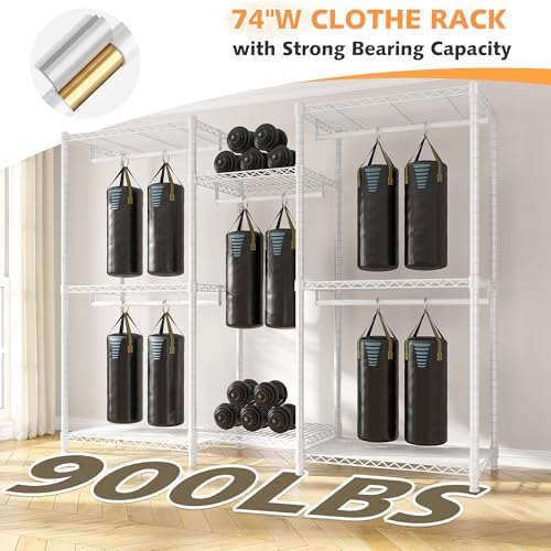 Raybee Clothes Rack with Cover, Portable Closets for Hanging Clothes 900LBS