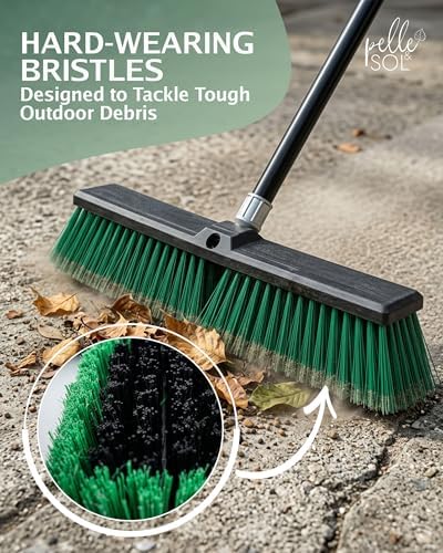 Pelle & Sol 60cm Garden Broom - Yard Brush with Telescopic Handle - Floor Scrubber & Garden Broom for Outdoor Use - Shower Scrubber, Outdoor Broom for Decking, Pathways & Driveways