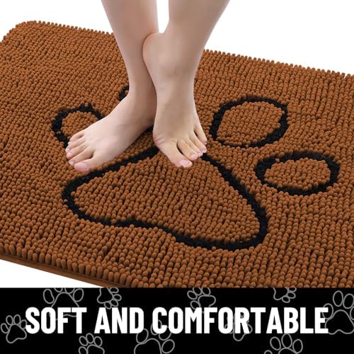 Smiry Dog Door Mat for Muddy Paws, Absorbent Non Slip Dirt Trapper, 30x20