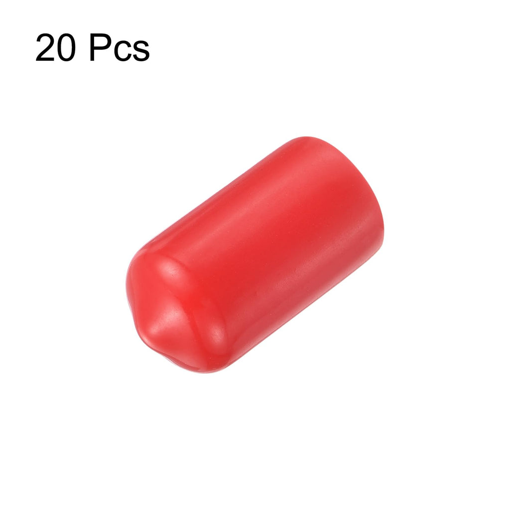 20pcs Rubber End Caps 10.5mm ID Vinyl Round Tube Bolt Cap Cover Thread Protectors Red