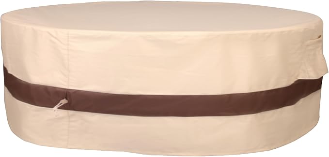Round Patio Furniture Cover, Heavy Duty and Waterproof for Outdoor Furniture covers, Round outdoor table cover, Patio table cover 110"DIA x 31"H Beige