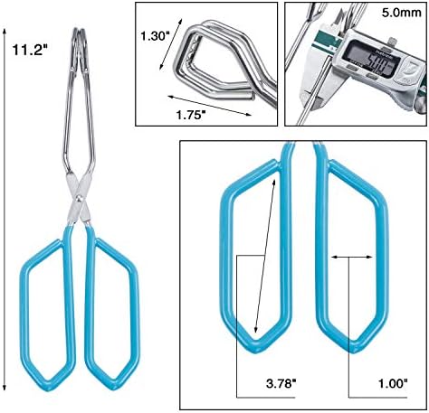 MSY BIGSUNNY Stainless Steel Scissor Tongs Heavy Duty Cooking Tongs with Soft Handles (1, blue 11")