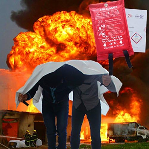 Inf-way Emergency Fire Blanket for Home and Kitchen, 5 Size for Choice, 1 Pack Extra Large Fire Blanket 4.9x4.9ft