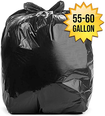 Aluf Plastics 55-60 Gallon 1.7 MIL (eq) Black Heavy Duty Trash Can Liners - 38" x 58" - Pack of 100 - For Contractor, Industrial, & Commercial