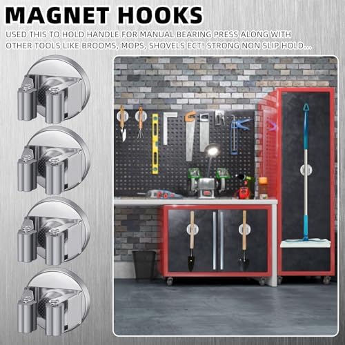 Vercraft 4 Pcs Magnetic Broom Holder Wall Mounted Anti Slip Rack,Silver