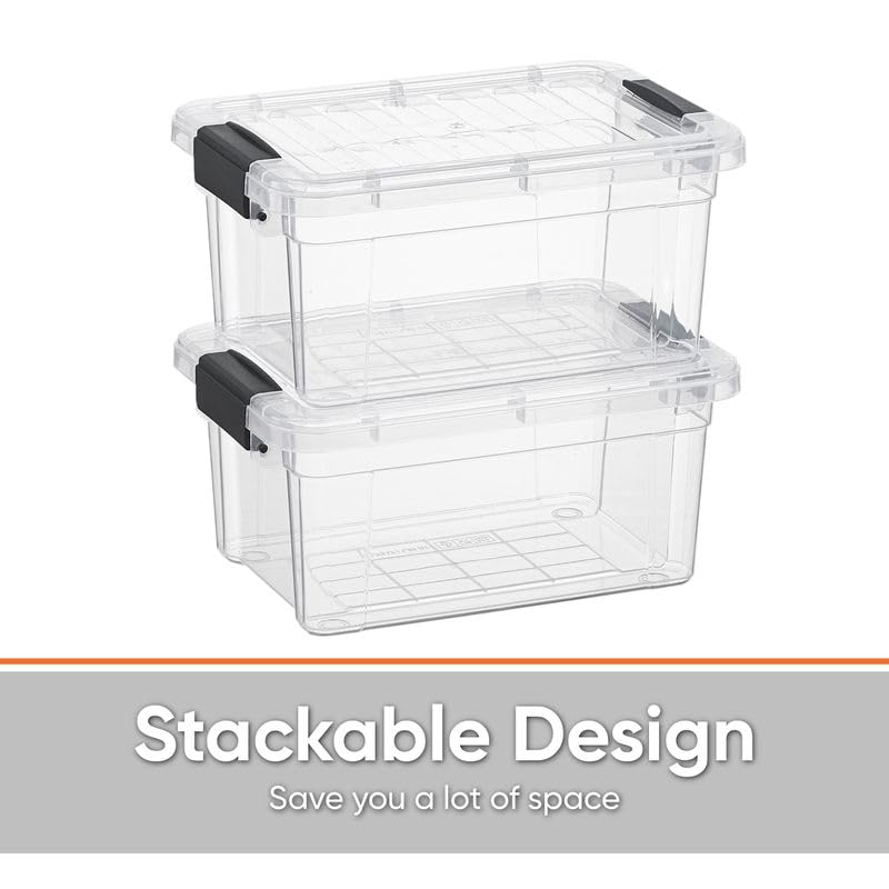 3.4 Quart Clear Plastic Storage Boxes with Lids (6 Count)