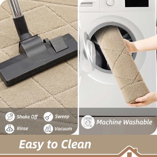 BEQHAUSE Dirt Trapper Door Mat 36" x 60", Doormat Non-Slip, Warm Beige