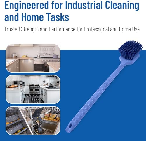 SPARTA 20" Floater Scrub Brush with Long Handle, Oil-Resistant Polyester Bristles, Multiple Trim Angles, Foam-Injected Polymer Block, Commercial Cleaning Tool, Blue, Pack of 6