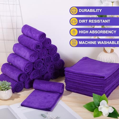 Nuenen Car Microfiber Clean Cloths, Purple, 16 x 16 Inch, 120 Pcs