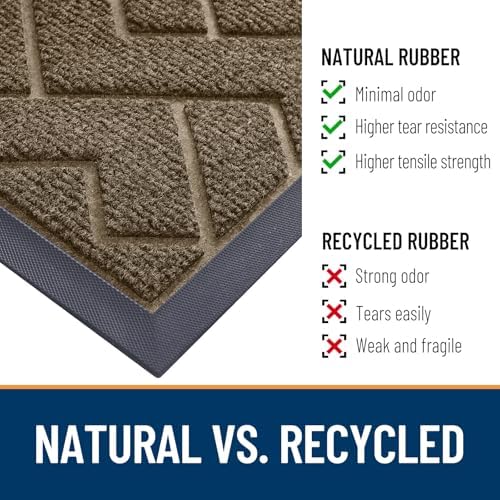 OLANLY Front Door Mat Outside 29.5x17, All-Season Absorbent Rubber Doormat