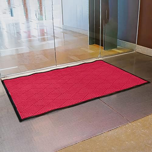 Envelor Commercial Floor Mat Entrance Large Door Indoor Entry Rug Low Profile Doormat Heavy Duty Entryway Outdoor Rug, Chevron, 48 x 72 Inches, Maroon Chevron - Maroon