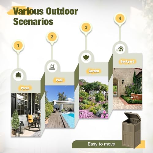 Devoko 33 Gallon Outdoor Trash Can, Hideaway Garbage Bins with Tiered Lid