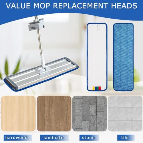 24 Pack Replacement Microfiber Pad - Thick - Universal Commercial 17-18 Inch Mop Head- Heavy Duty - Wet & Dry Cleaning Refills Reusable Mop Refills Fit for Most Microfiber Flat System