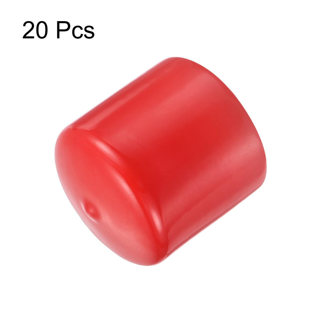20pcs Rubber End Caps 47mm ID Vinyl Round Tube Bolt Cap Cover Thread Protectors Red