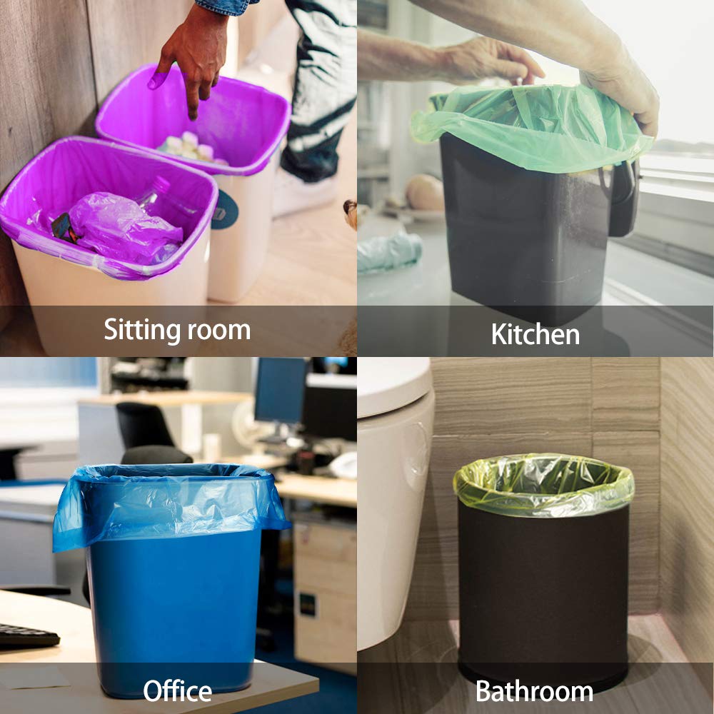 4 Gallon 330 Counts Colorful Small Trash Bags 3.8 Gal 4 Gal 4+ Gal fit 15 liter Garbage Bags by Teivio