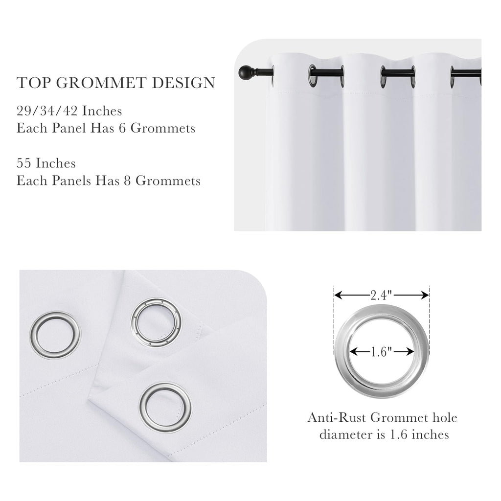 Pure White Blackout Curtains for Bedroom 63 Inch Length 2 Pcs (2 Count)