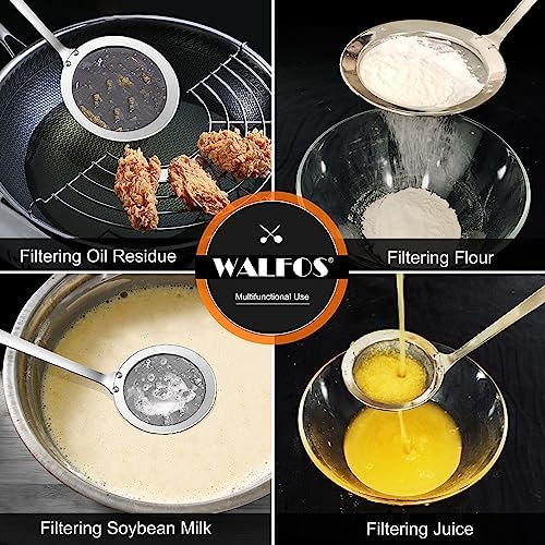 Walfos Fat Skimmer Spoon, Stainless Steel Fat skimmer For Cooking, Fine Mesh Strainer, Food Strainer Fit For Separation Of The Floating Foam, Fat, Grease - Set of 2 Sise
