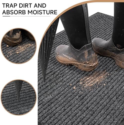 100pointONE Durable Indoor Outdoor Door Mats for Entryway, Heavy Duty Front Door Mat, 48” x 24” Low Profile Welcome Mats for Entry, Stain and Fade Resistant Indoor Outdoor Entrance Mat