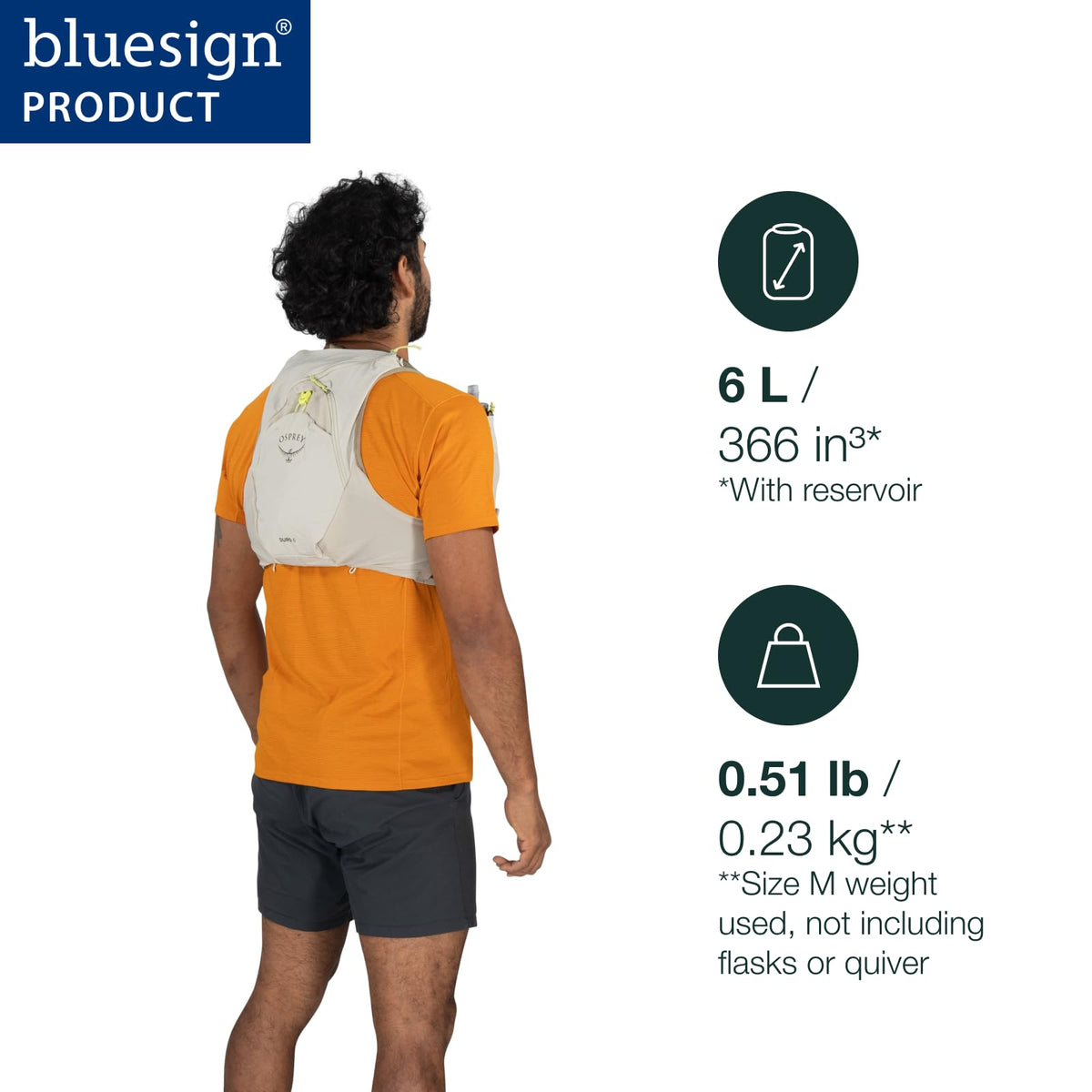 Osprey Duro 6L Men's Running Hydration Vest with Hydraulics Soft Flasks - Adjustable Water Pack with Pockets, Sandy Grey, Small