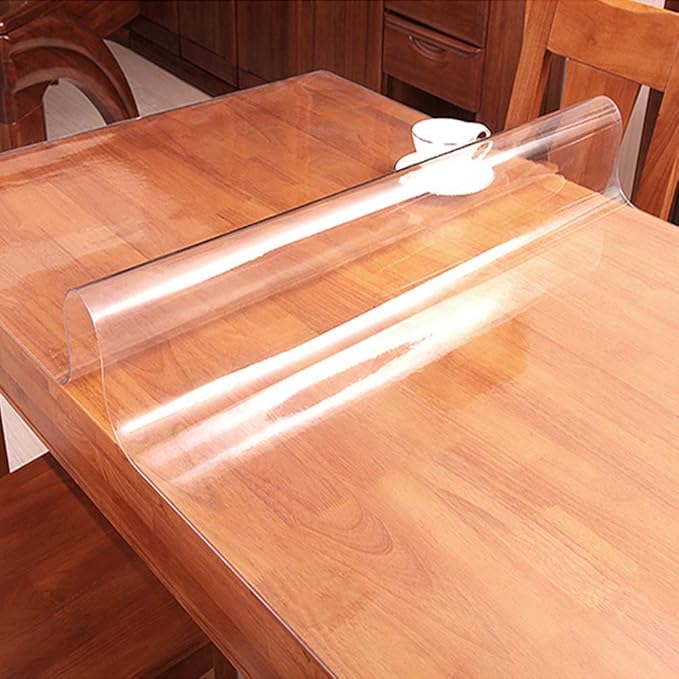 Multisize 1.5mm Thick Clear PVC Table Cover Protector 40 x 63 Inch Crystal Plastic Table Pad Rectangle Desk Protector Desk Mat Waterproof Table Top Cloth Kitchen Contertop Protective Cover Easy Clean