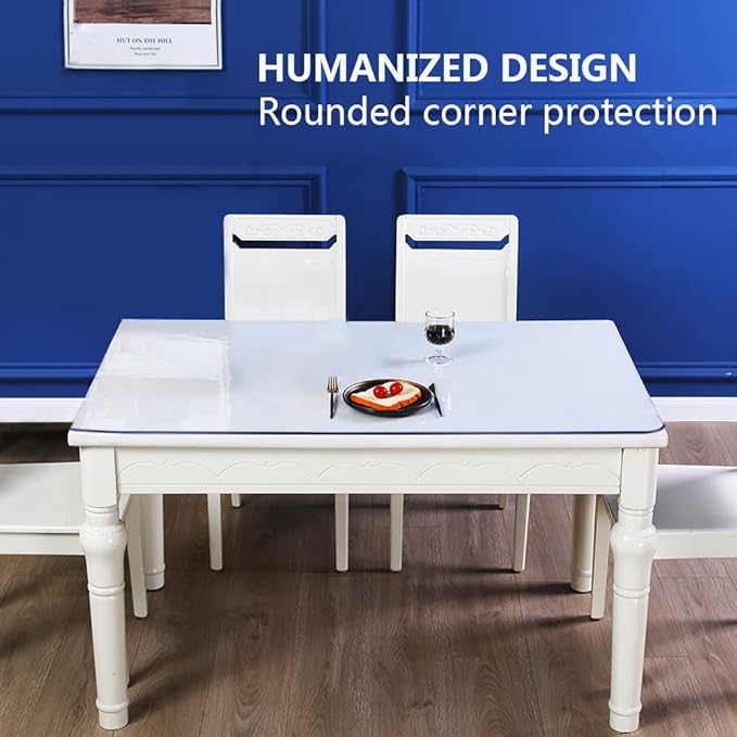 Custom Multisize Clear PVC Table Cover Protector 54x96 Inch Large Plastic Crystal Table Cloths Pad Desktop Protection Rectangular Tablecloth Kitchen Wood Furniture Screen Protective Cover Floor Mat