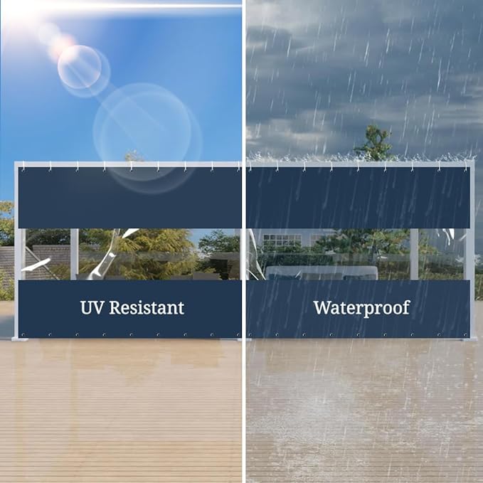 Covers & all Outdoor Clear Panel Curtain, 12 oz Vinyl Outdor Curtains for Patio, Waterproof & Weather Resistant Tarp with Brass Grommets for Pergola, Porch, Gazebos, Balcony (7’ H x 4’ W Feet, Blue)