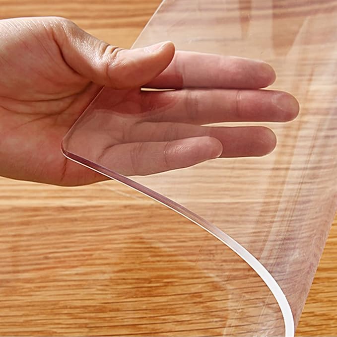 8x48 Inch Clear PVC Desk Cover Protector 1.5mm Thick Multisize Desk Pad Mat Transparent Plastic Tablecloth Waterproof Vinyl Table Top Protector for End Table Coffee Table Night Stand Dresser Non-Slip