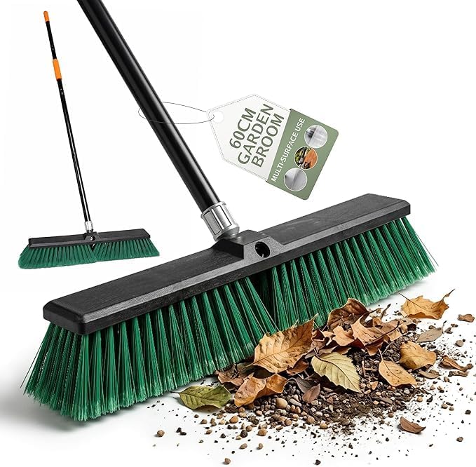 Pelle & Sol 60cm Garden Broom - Yard Brush with Telescopic Handle - Floor Scrubber & Garden Broom for Outdoor Use - Shower Scrubber, Outdoor Broom for Decking, Pathways & Driveways