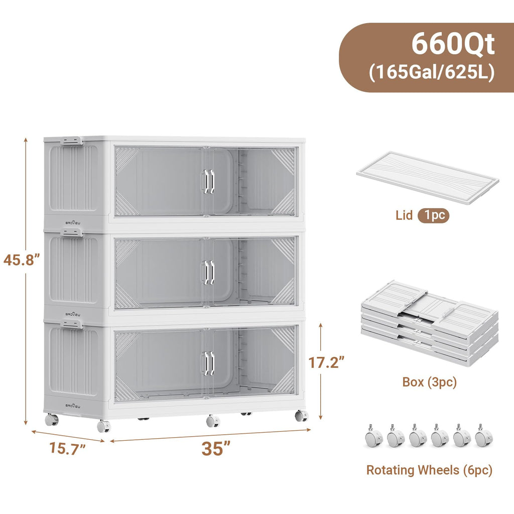 V60 660QT Plastic Stackable Storage Bins with Lid (3 Count)