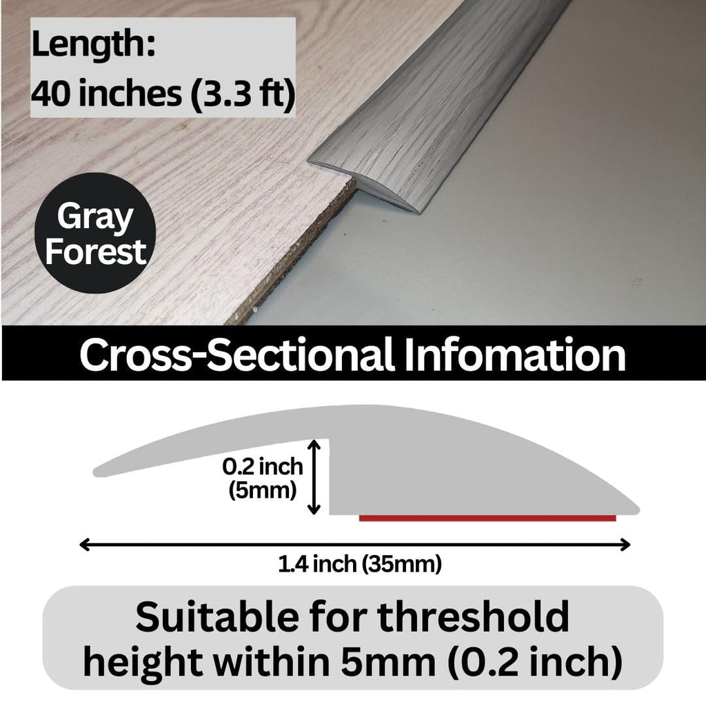 Floor Transition Strip Self Adhesive Carpet Wood Tile Vinyl Flooring Laminate Transition Cover Edge Trim Gap Doorway Threshold for Uneven Floors Heights Within 5 mm