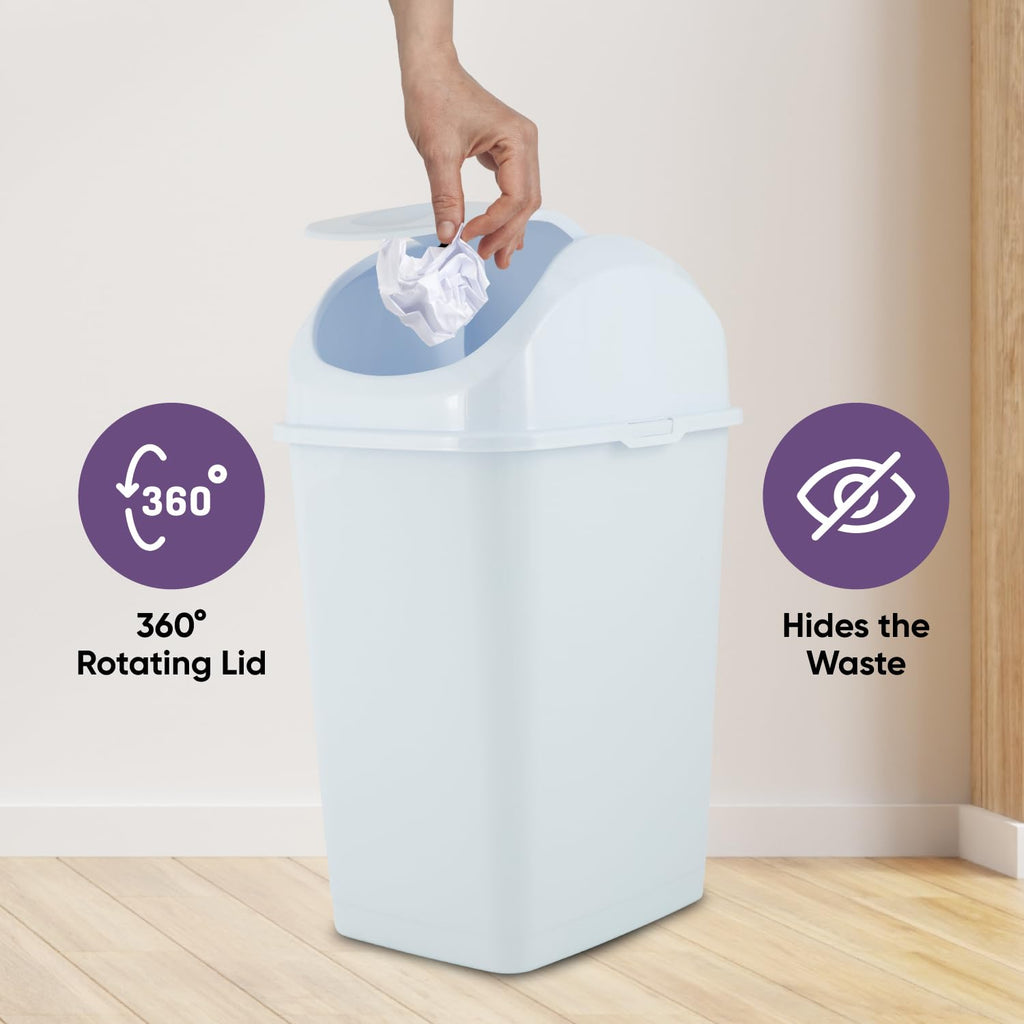 Kitchen Trash Can with Swing Top Lid 9 Gallon Slim Waste Bin 37 Qt Sturdy Plastic Garbage Can Medium Recycling Bin for Office