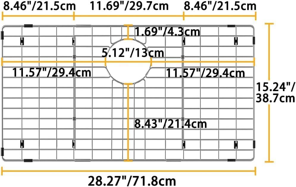 Large Sink Rack,Stainless Steel Sink Protector for Kitchen Sink,28.3"L×15.3"W,Sink Grid for Bottom of Sink,Metal Sink Grate with Rear Drain,1 pack