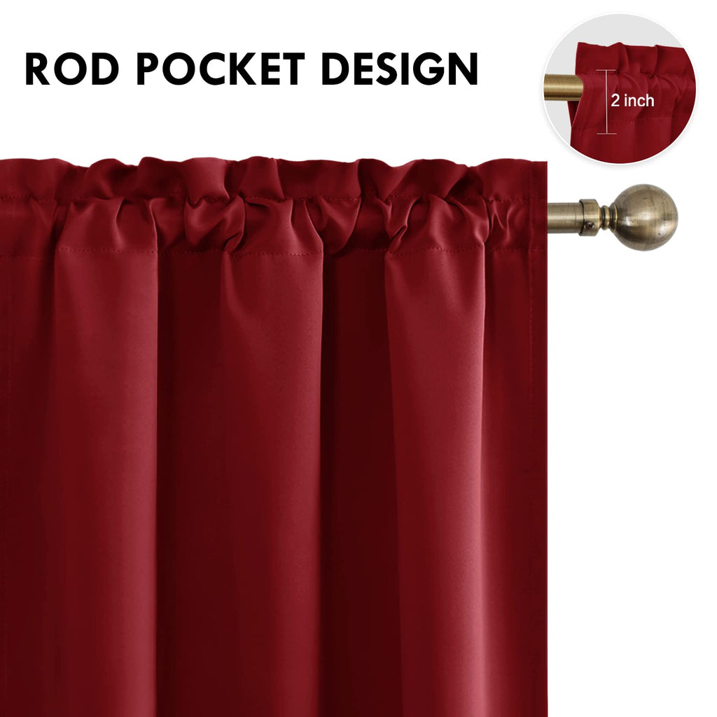 Blackout Curtains for Bedroom Living Room 38 x 72 Inch Long Burgundy (2 Count)