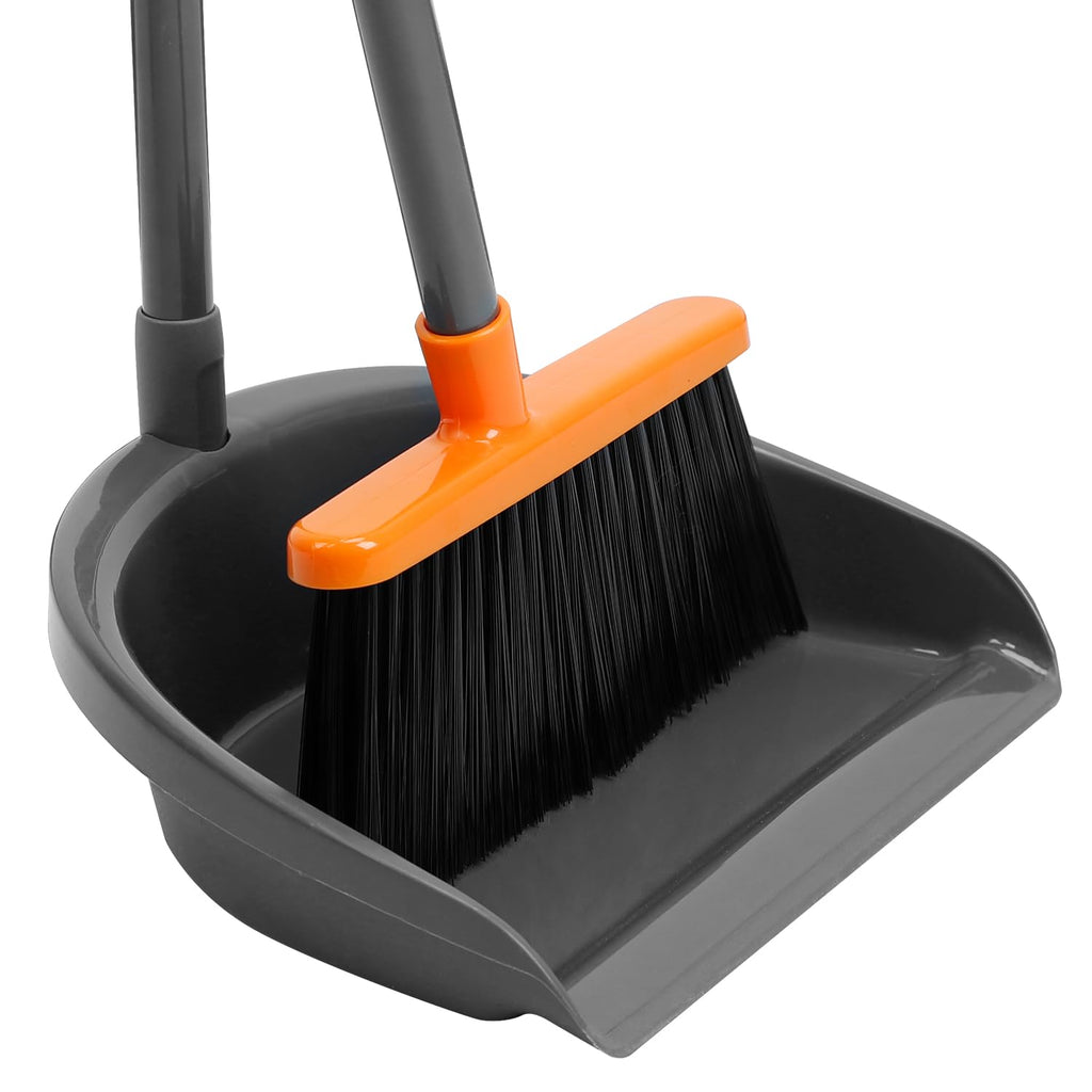 Long Handle Broom with Dustpan Combo Set for Office Home Kitchen Lobby Floor Cleaning Broom Dustpan for Indoor&Outdoor Sweeping