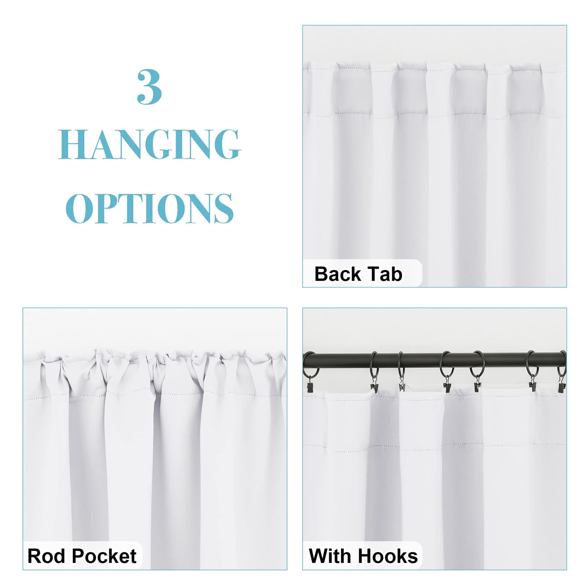 Blackout Curtains 63 inches Long for Bedroom (2 Count)