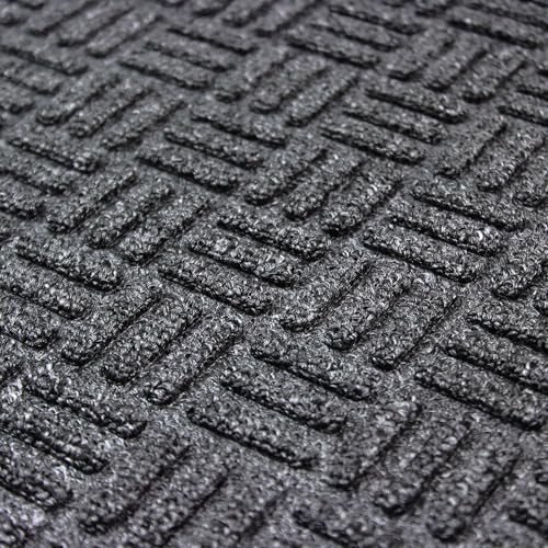 ULTRALUX Indoor Outdoor Rubber Scraper Door Mat, Non-Slip 47”x71” Dark Gray
