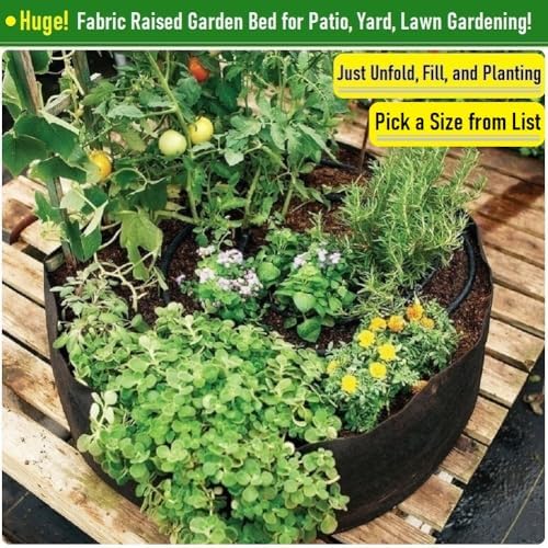 100 Gallon Big Raised Garden Bed Bag (40x20 inch) Large Plant Grow Bag for Tomato,Potato Planter,Herbs Veggies Planter,Flower Bed,Plant Container,Yard Waste,Lawn Debris,Leaf Bag with Gardening Gloves